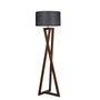 Opviq Lámpara de Pie de Madera con Pantalla de Tela Negra y Nogal